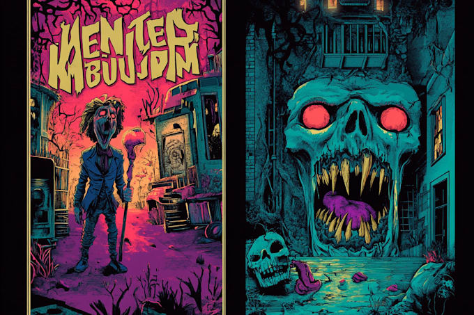create your illustration, character, retro horror style art