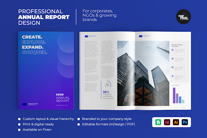 design a modern and professional annual or business report
