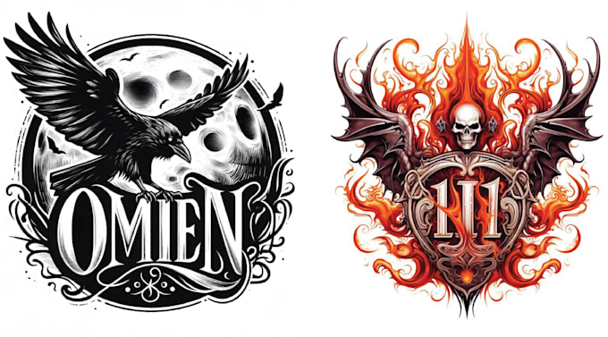 create custom skull vintage bird eagle logo