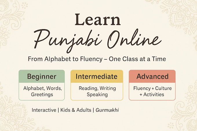 teach you punjabi, speaking, reading, writing