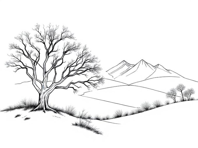 draw black and white line art