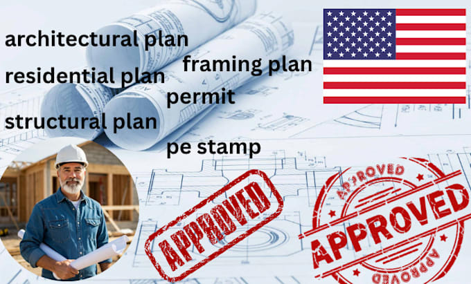 Architectural and structural plan with pe stamp for residential permit ...