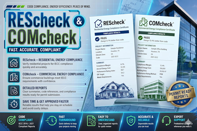 prepare your rescheck or comcheck energy code compliance report