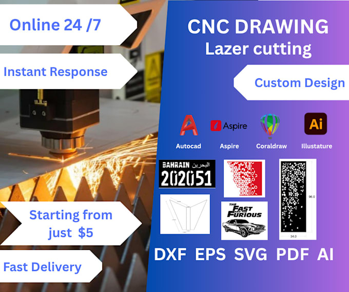 Make custom vector, dxf, eps, dwg, pdf, file for laser cutting ...
