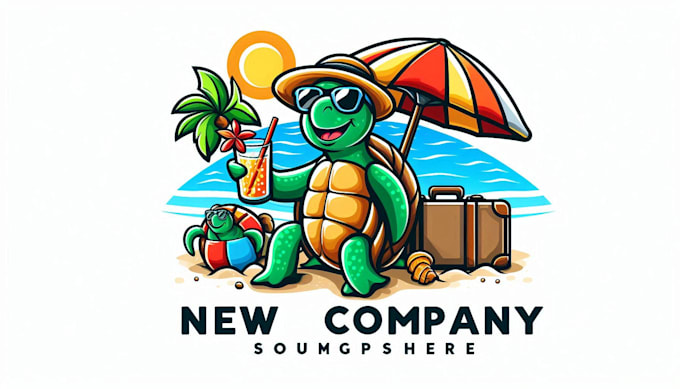 make an amazing beach turtle holiday  mascot logo design with free vector