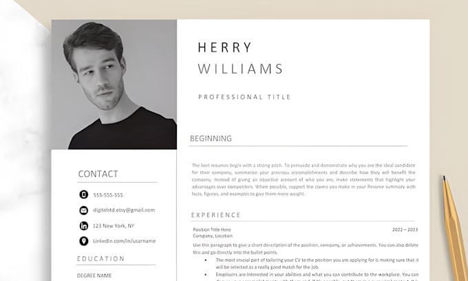 Design ats friendly resume template cv canva linkedin tech for etsy ...