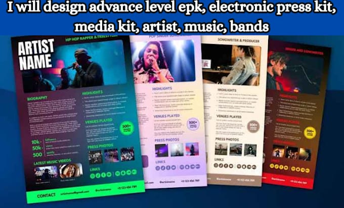 Design advance level epk, electronic press kit, media kit, artist ...