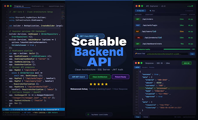 build production ready net core rest apis, middleware and clean architecture