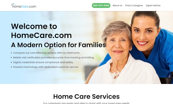 create a responsive healthcare staffing or home care website