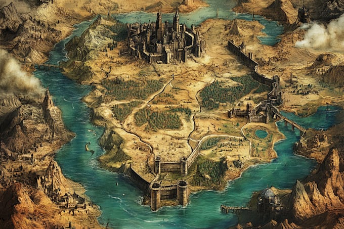 fantasy map illustration vector map city map