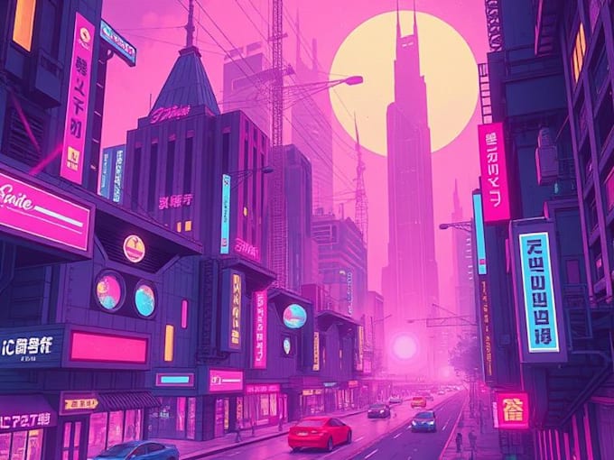do cyberpunk futuristic city art