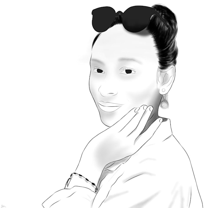 Draw custom black and white line art portraits and illustrations by Mei ...