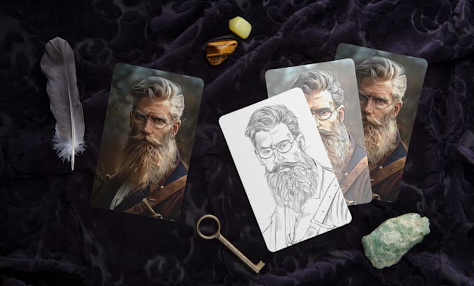 design a custom tarot or oracle card deck with illustrations