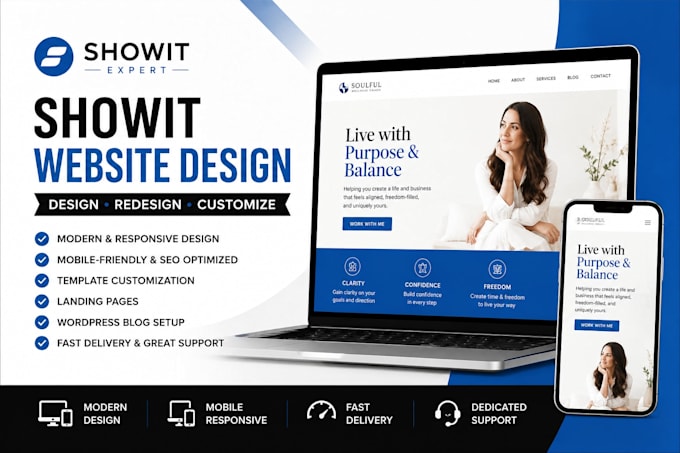 design, redesign and customize showit website or showit template, wordpress