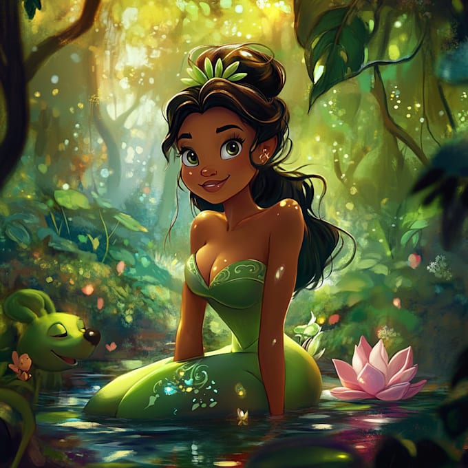 create a disney cartoon illustration for gift