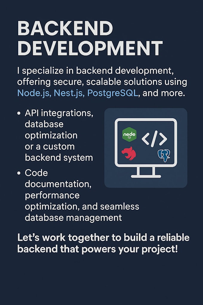 build expert backend with nodejs, nestjs, and postgresql