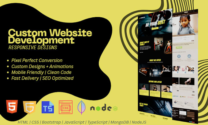 do custom website development as a full stack front end and back end developer