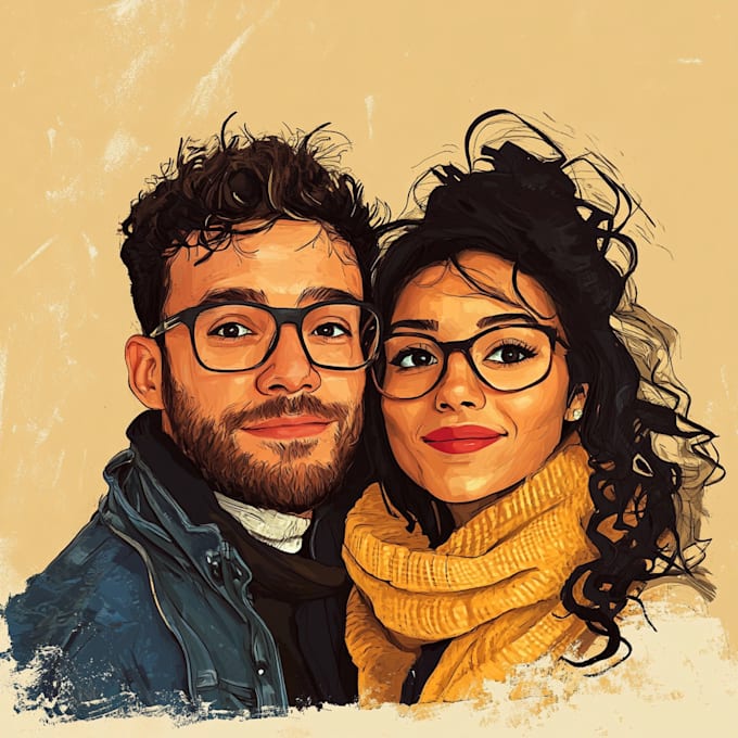draw family, couple or group portrait illustration