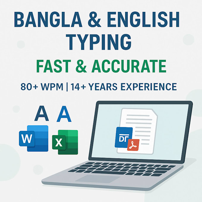 do bangla or english typing and accurate data entry