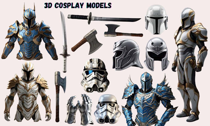 do custom 3d cosplay models, 3d helmet, armor, suits, 3d weapon, 3d mask, props