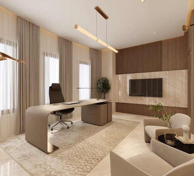 design a modern 3d office interior for startups and professionals
