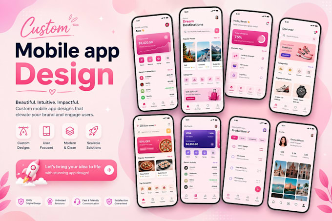 do mobile app design, figma ui design, ux design, prototyping