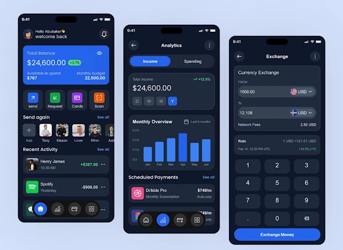 develop fintech app neobank app loan app money transfer app crypto app p2p app
