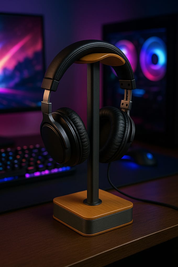 design a 3d printable functional headphone stand for your desk or gaming setup