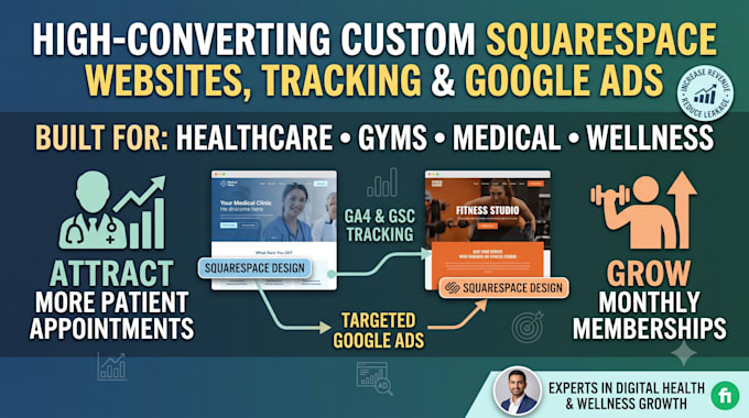 build a custom squarespace website and google ads for healthcare and gyms