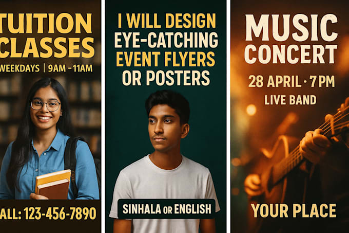 design eye catching event flyers or posters in sinhala or english