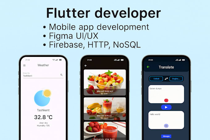 develop a custom flutter mobile app for ios and android