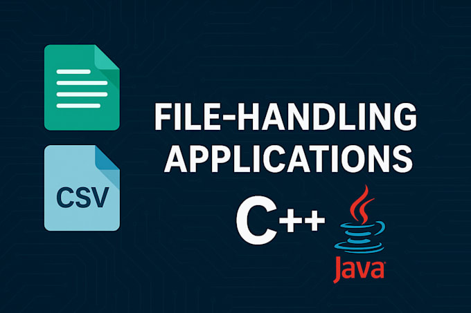 create file handling based applications in java and cpp like crud,CSV
