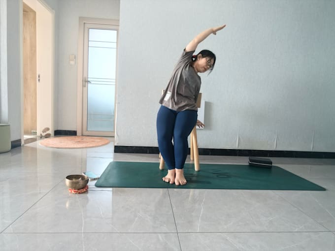 create custom chair yoga video for senior, office worker