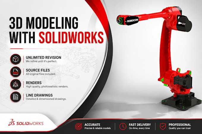 create 3d mechanical design and technical drawings in solidworks and fusion 360