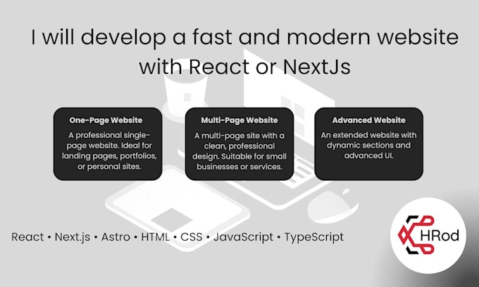 develop a fast and modern website with react or nextjs