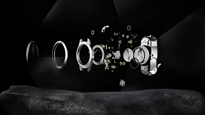 do 3d wristwatch animation, 3d watch design, watch strap, watch rendering