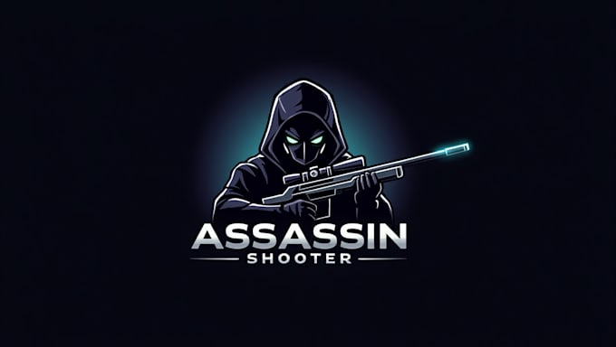 design awesome assassing shooter mascot logo with express delivery