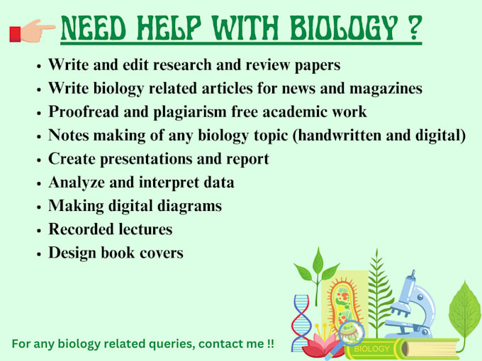 write articles, reports and notes related to biology