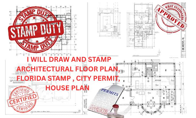Draw and stamp architectural floor plan, florida stamp, city permit ...