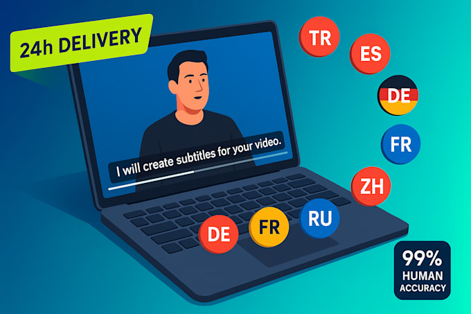transcribe and subtitle any language 24h delivery