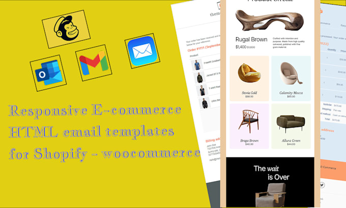 create responsive ecommerce HTML email templates for shopify or woocommerce