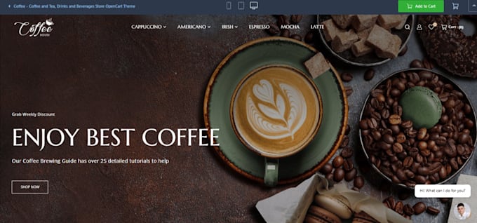 design fresh coffee shopify store mocha coffee latte website coffee beans store