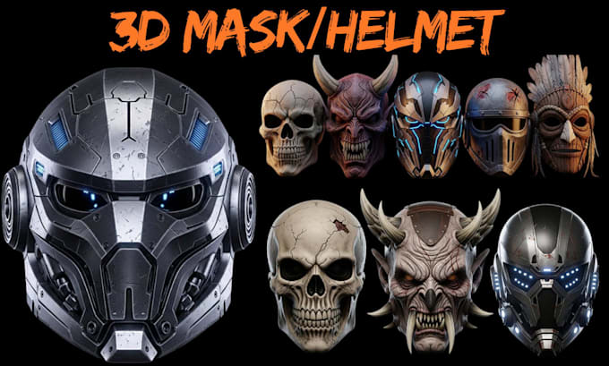 design anime, skull or horror mask, halloween prop, and wearable stl for cosplay