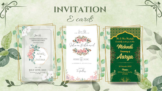 create premium digital wedding invitations and printable card designs