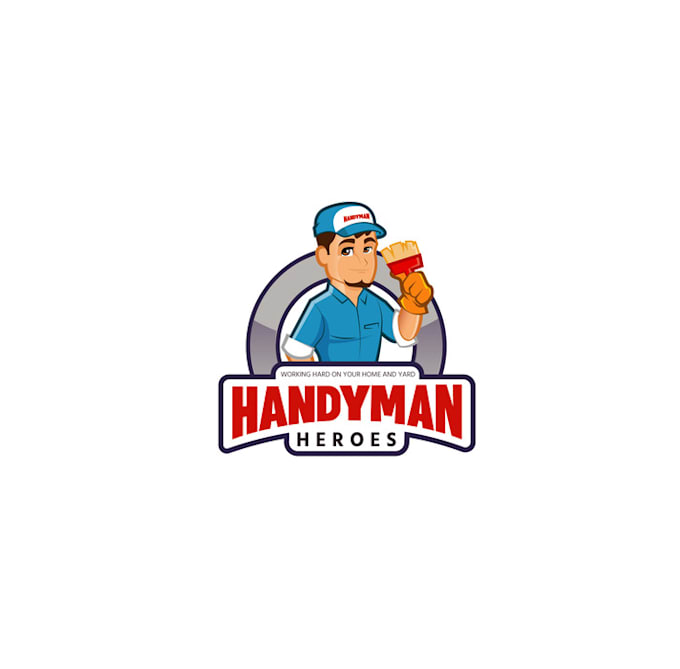 design impressive cartoon handyman heroes logo