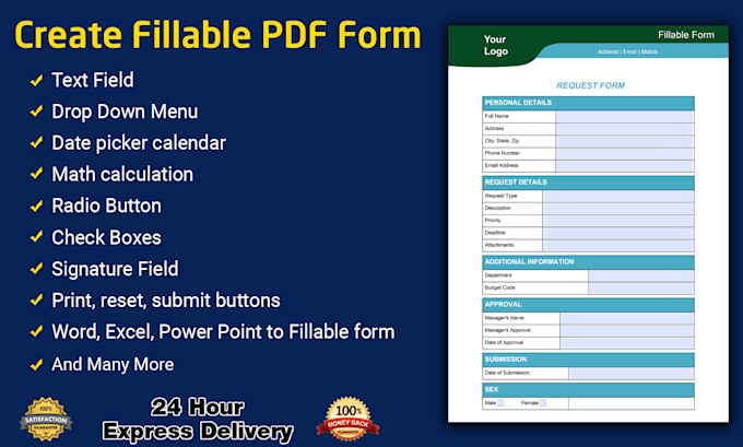 design and convert document into a fillable pdf form
