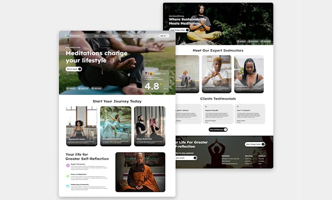 develop a responsive meditation, affirmation, fitness, and yoga website