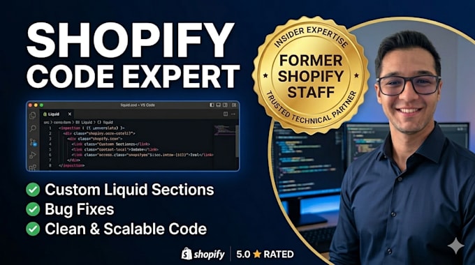 create custom liquid sections or fix shopify code bugs