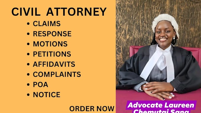 draft court motions, lawsuit, complaint, petitions, appeal, summon, case briefs