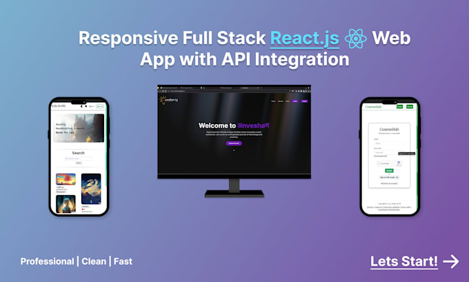 build your responsive react website with API integration